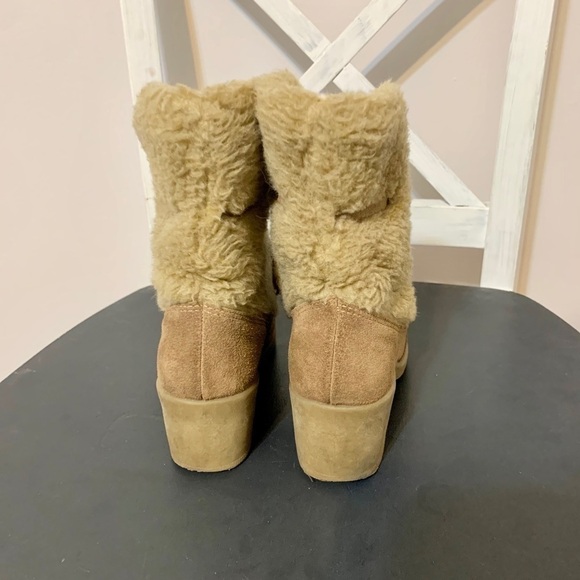 70s vintage Snowland suede boots sherpa lined ankle winter boots snow y2k W7 - Picture 5 of 5